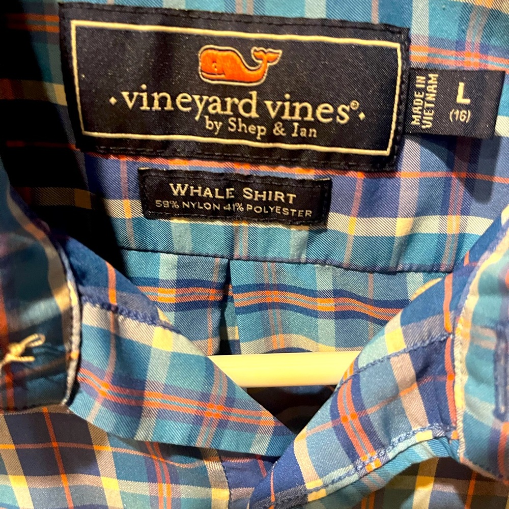 2 Vineyard Vines Whale Shirts, excellent condition, boys size 16,